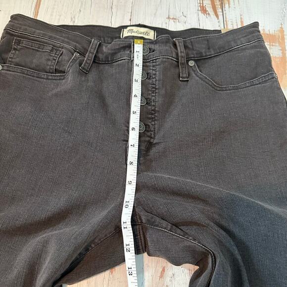 Madewell 9" Mid Rise SKINNY Exposed Button Fly Jeans Raw Hem Size 32 Stretch - Picture 10 of 15
